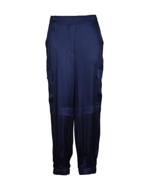 Semicouture Cargo Satin Pants - Blue