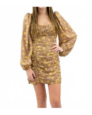 Lush Ruched Mini Dress - Yellow