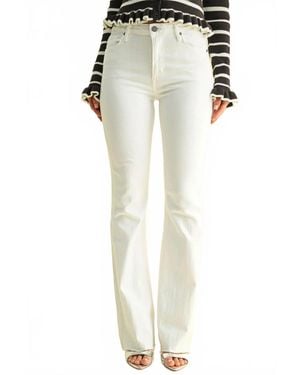Just Black Denim High Rise Scissor Cut Flare Jean - White