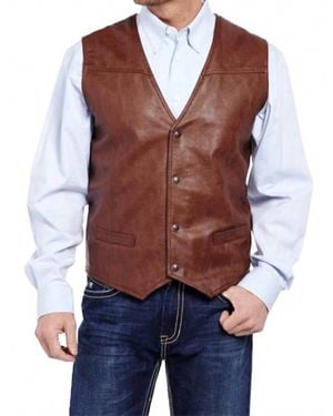 Cripple Creek Snap Front Flannel Lined Vest - Blue