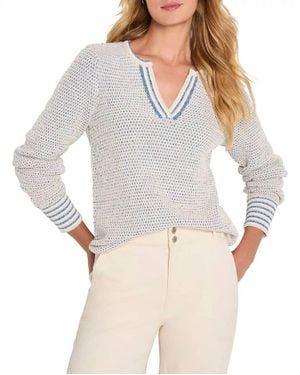 NIC+ZOE V-Neck Knit Sweater - White