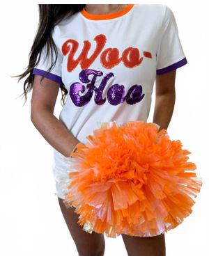Sparkle City Woo Hoo Ringer Tee Top - Orange