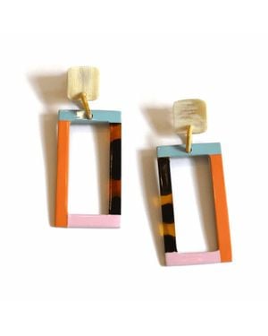 SUNSHINE TIENDA Color Block Earrings - White
