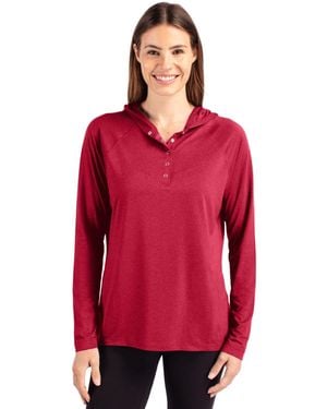 Cutter & Buck Coastline Epic Comfort Hooded Long Sleeve Pullover Shirt - Red