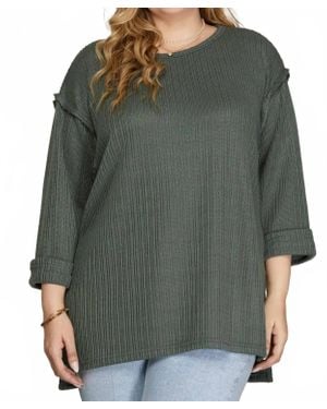 She + Sky Plus Rolled Sleeve Top - Green