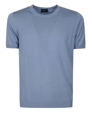 Drumohr Cotton Crewneck Short-Sleeve T-Shirt - Blue