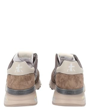 Premiata Layered Design Sneakers With Suede And Smooth Finishes - Gray
