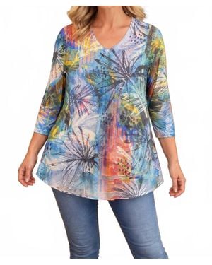 Inoa Palm Tree Print Mesh Top - Blue
