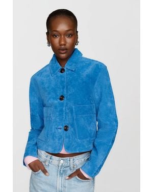 Blank NYC Real Suede Crop Jacket - Blue