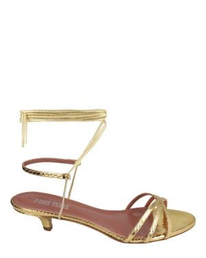 Paris Texas Linda Metallic Python Print Lace-Up Sandals
