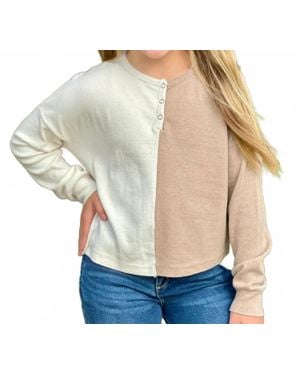 Vintage Havana Tweens Star Henley Top - Natural