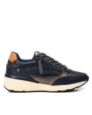 Xti Carmela Collection Leather Casual Sneakers By - Blue