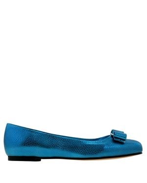 Ferragamo Ferragamo Varina Leather Ballet Flats, Size 7 C - Blue