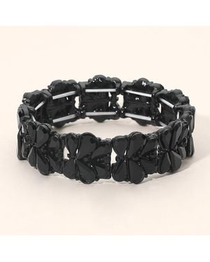 Fashnzfab Teardrop Cluster Stretch Evening Bracelet - Black