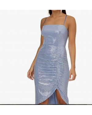 Aidan Mattox Metallic Knit Rouched Dress - Blue