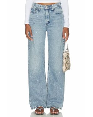 Rag & Bone Featherweight Logan Embellished Wide Jeans - Blue