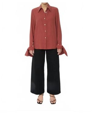 Dāl the Label Long Cuff Relaxed Top - Red