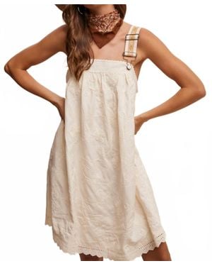 Listicle Arya Embroidered Overall Mini Dress - Natural