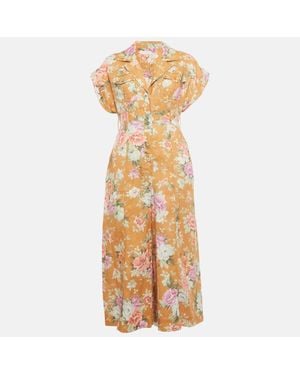 Zimmermann Floral Print Linen Jumpsuit - Metallic