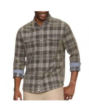 Flag & Anthem Bolton Long Sleeve Corduroy Plaid Shirt - Gray