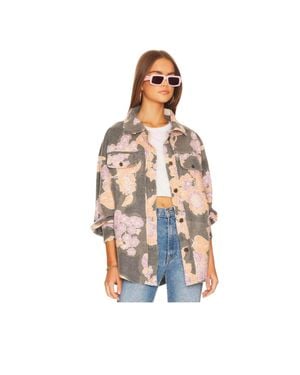 Free People Printed Ruby Shirt Jacket - White