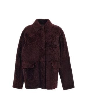 DESA NINETEENSEVENTYTWO Shearling Reversible Boxy Jacket - Red