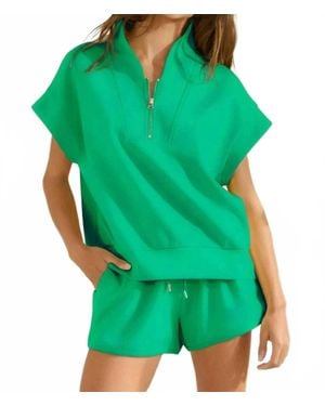 Bucketlist Half Zip-Up Top - Green