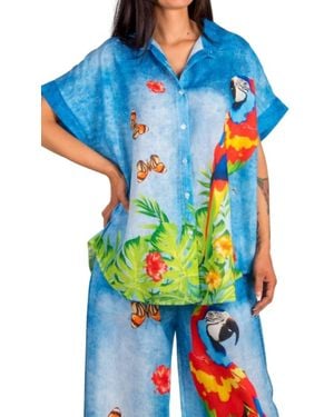 Gigi Moda Pappagallo Button-Down Shirt - Blue