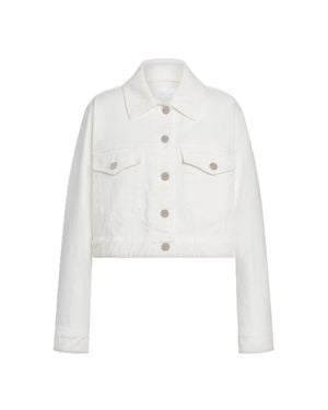 Dondup Cropped Jacket With Classic Collar And Minimalist Design - White