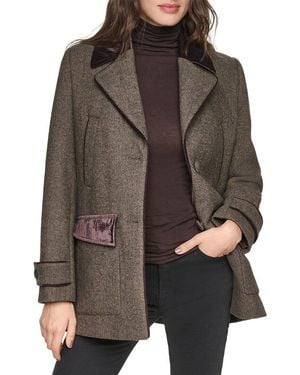 Andrew Marc Stansbury Herringbone Wool-Blend Blazer Coat - Brown
