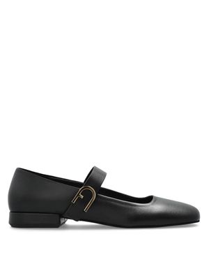 Furla Pointed Toe Minimalist Strap Flats - Black