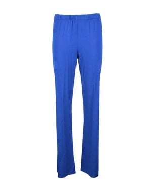 1 One Fluid Drape Pants With Stretch Waistband - Blue