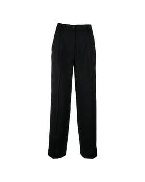 Cruna Tailored Straight-Leg High Waist Minimalist Pants - Black