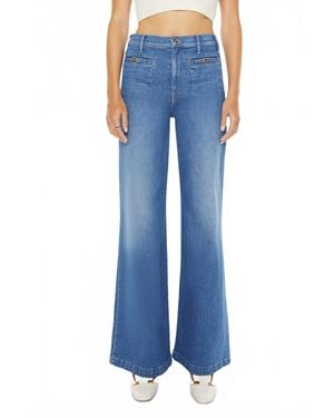 Mother Stashed Hustler Roller Sneak Jeans - Blue