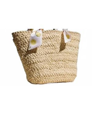 Always Amalfi Scarf Raffia Tote Bag - Black