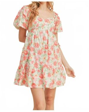 ..,merci Floral Sweetheart Mini Dress - Red