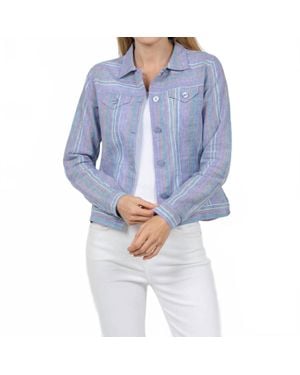 Pure Amici Striped Linen Jacket - Blue
