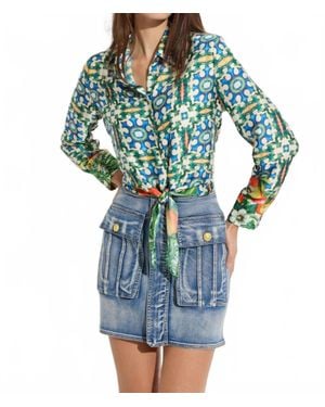 oolala Front Pocket Mini Skirt - Blue