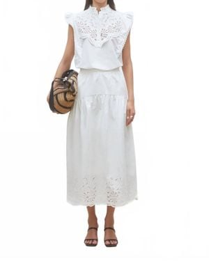 Suncoo Flavie Jupe Midi Skirt - White