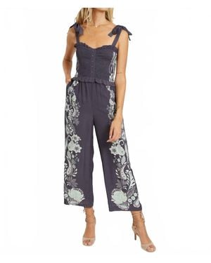 Caballero Rose Protea Paisley Jumpsuit - Blue