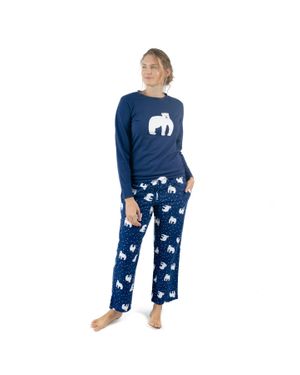 Leveret Christmas Cotton Top Flannel Pant Pajamas Polar Bear - Blue