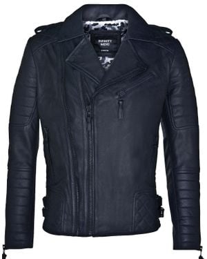 Infinity Leather Leather Biker Quilted Brando Motorcycle Jacket - Blue