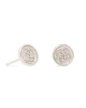 Kendra Scott Dira Coin Stud Rhodium Metal Earrings - Metallic