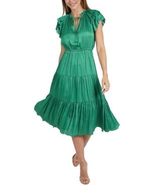 Love Token Pamela Ruffle Trim Midi Dress - Green
