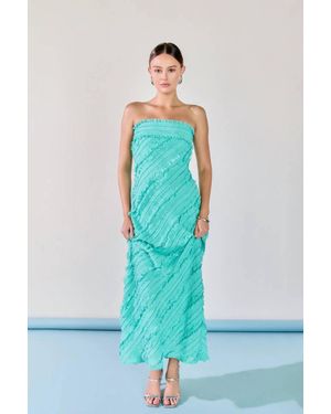 Endless Rose Juliette Strapless Ruffled Maxi Dress - Blue