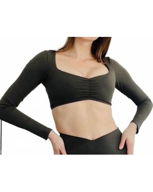 Rockstar Peach Sophie Long Sleeve Crop Top - Black
