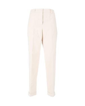 Peserico Cropped Minimalist Tailored Cropped Pants - White