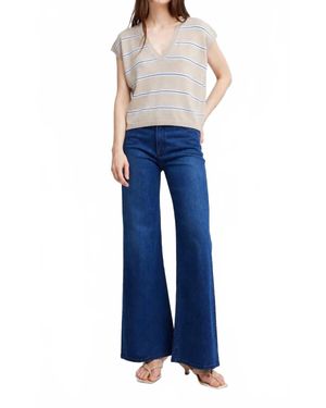 Self Contrast Valeria V-Neck Tee - Blue
