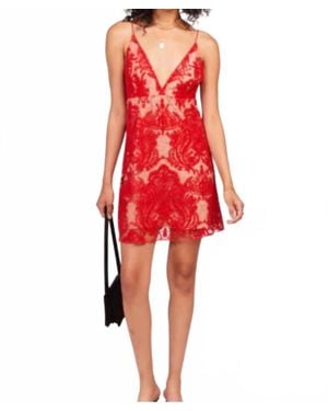 Free People Night Shimmers Lace Sequined Mini Dress - Red