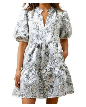 Sugarlips Christina Jacquard Jacey Babydoll Mini Dress - Gray